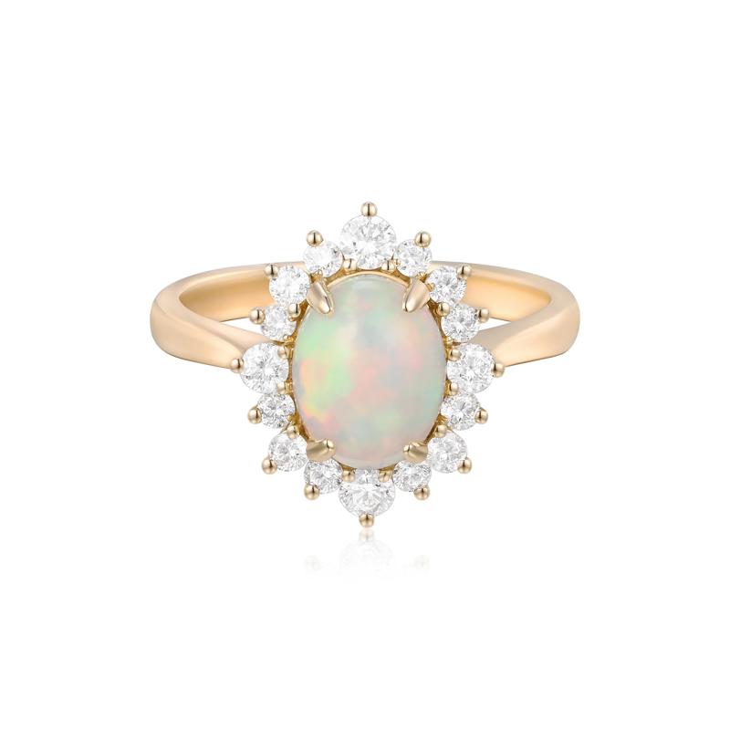 Ethiopian Opal &amp; Diamond Ring in 14K Yellow Gold &#40;1/2 ct. tw.&#41; – Image 1 of 3