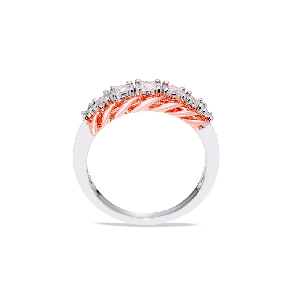 Diamond Wedding Band in 10K White and Rose Gold (1/5 ct. tw.) – Image 2 of 3