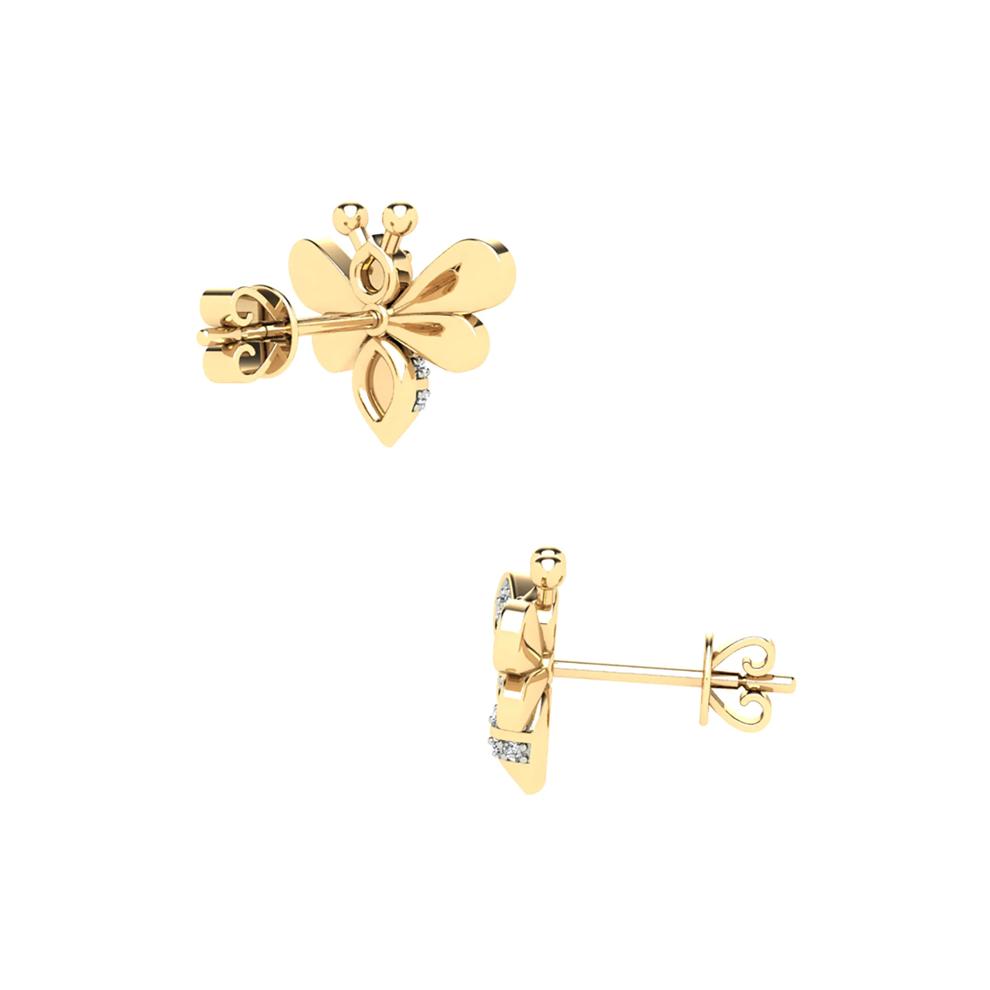 Diamond Bumblebee Stud Earrings in 10K Yellow Gold (1/10 ct. tw.) – Image 2 of 2