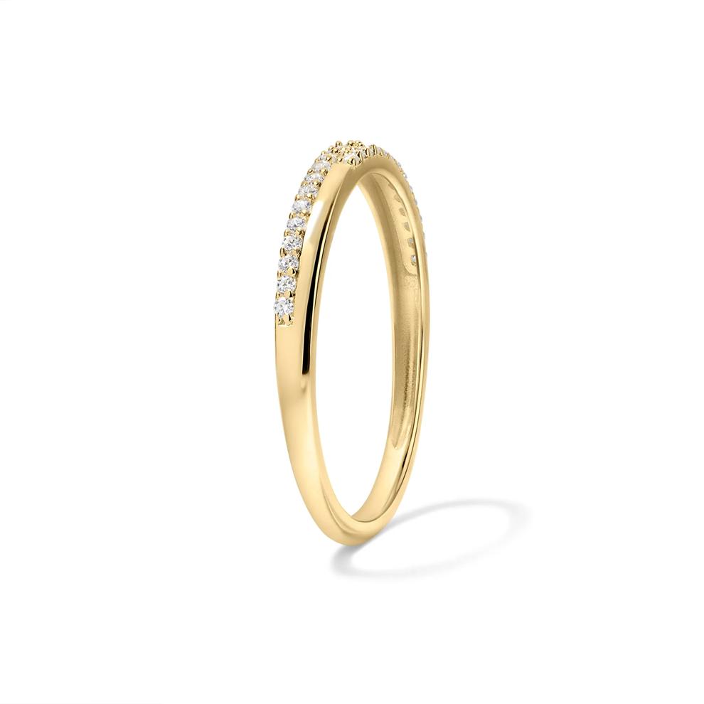 Diamond Split Double Row Stack Band in 10K Yellow Gold (1/10 ct. tw.) – Image 3 of 4