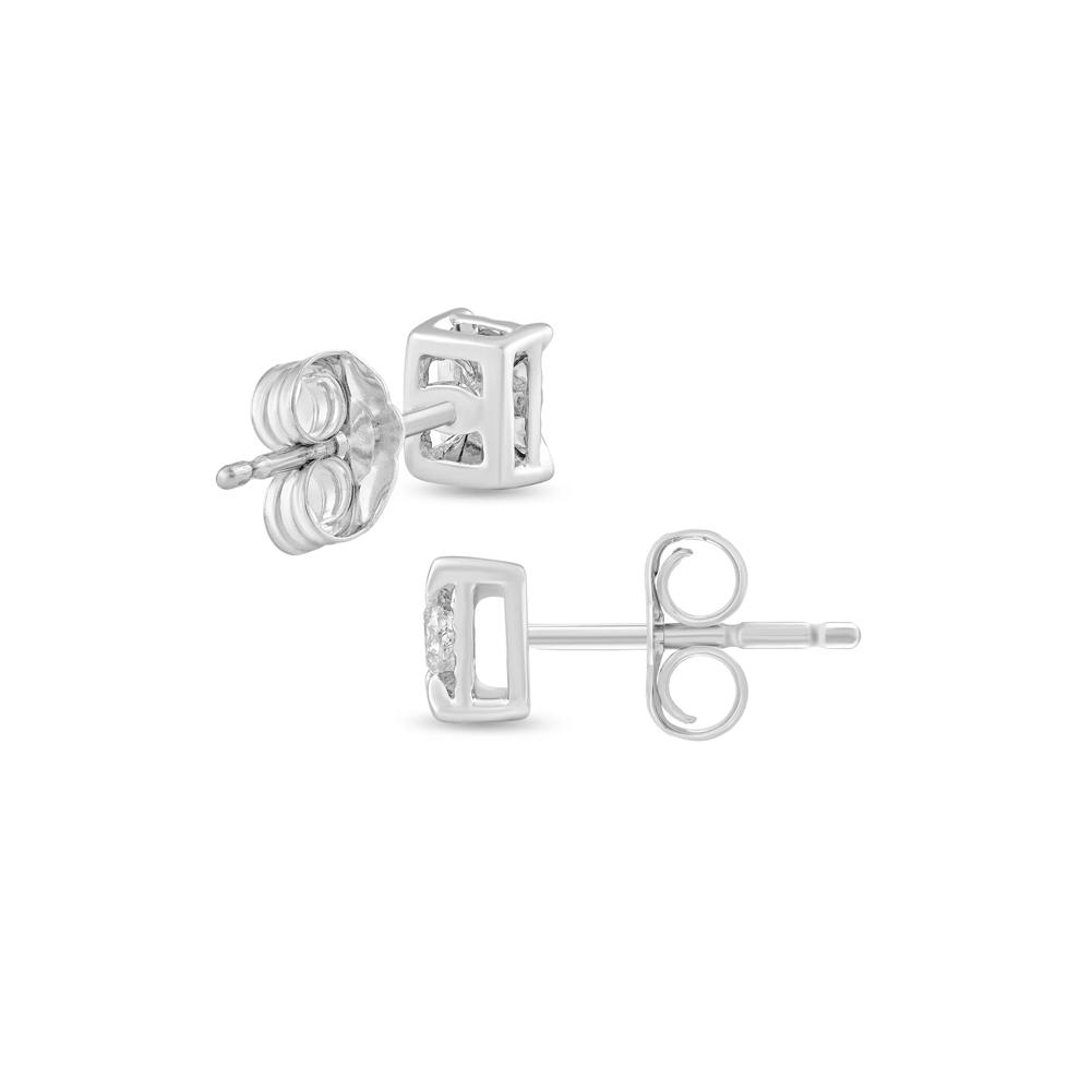 Diamond Princess-Cut Illusion Plate Studs in 10K White Gold (1/8 ct. tw.) – Image 2 of 2