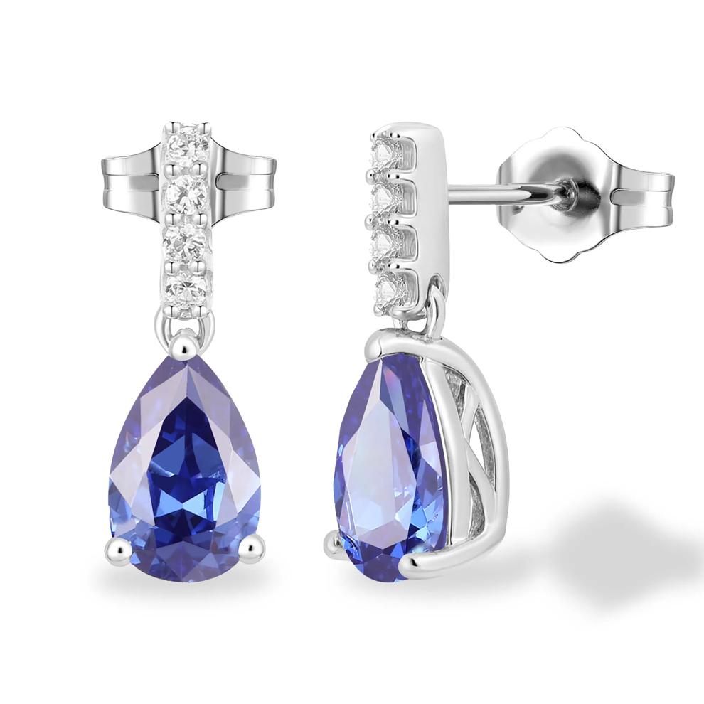 Tanzanite &amp; Diamond Accent Drop Earrings in 10K White Gold – Image 1 of 2