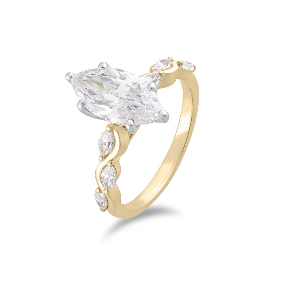 Lab Grown Diamond Marquise Engagement Ring in 14K Yellow &amp; White Gold (2 1/3 ct. tw.) – Image 4 of 4