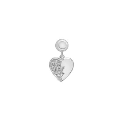 Diamond Accent Broken Heart Bead Charm in Sterling Silver