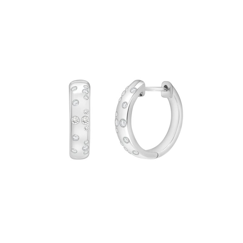 Diamond Scatter Hoop Earrings in Sterling Silver – Image 1 of 1