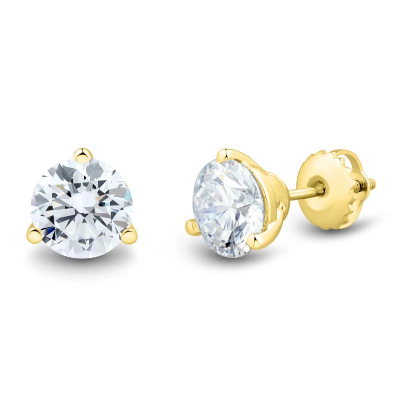 Lab Grown Diamond Round Martini Stud Earrings in 14K Yellow Gold &#40;2 ct. tw.&#41; – Image 1 of 3