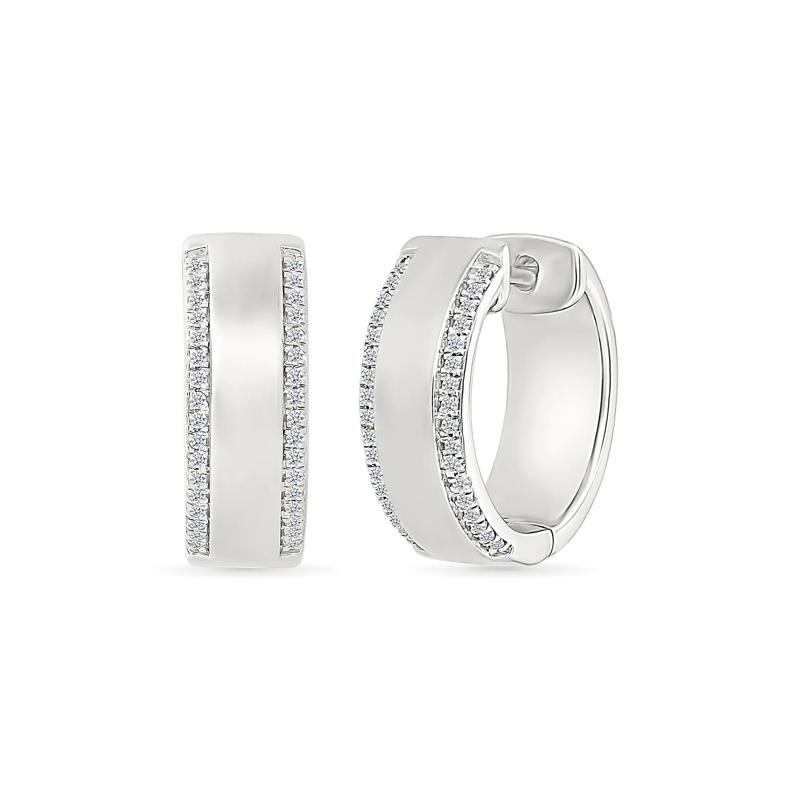 Diamond Hoops in Sterling Silver &#40;1/5 ct. tw.&#41; – Image 1 of 3