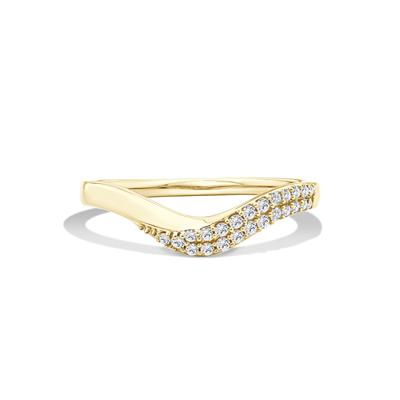 Lab Grown Diamond Asymmetric Bold Gold Contour Band in 10K Yellow Gold (1/7 ct. tw.)