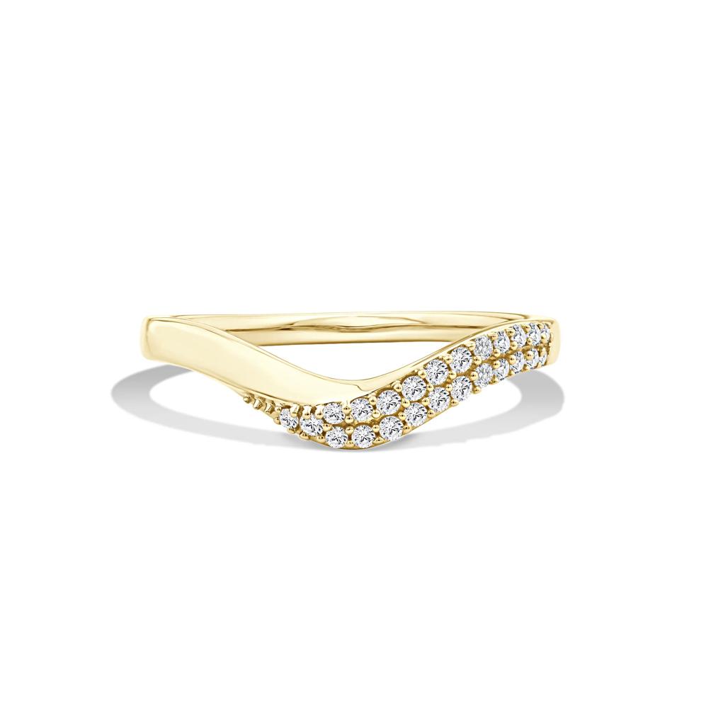 Lab Grown Diamond Asymmetric Bold Gold Contour Band in 10K Yellow Gold (1/7 ct. tw.) – Image 1 of 4