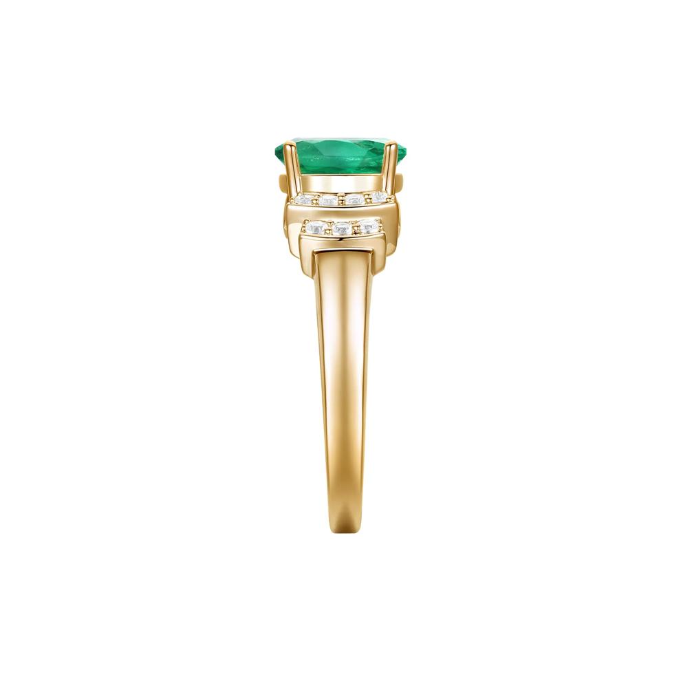 Emerald and Diamond Ring in 10K Yellow Gold (1/5 ct. tw.) – Image 3 of 3