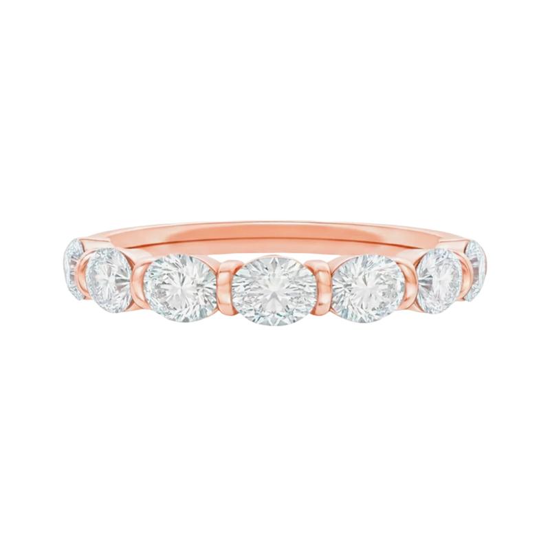 Lab Grown Diamond Oval Bar Set Anniversary Band in 14K Rose Gold (1 ct. tw.) – Image 1 of 4
