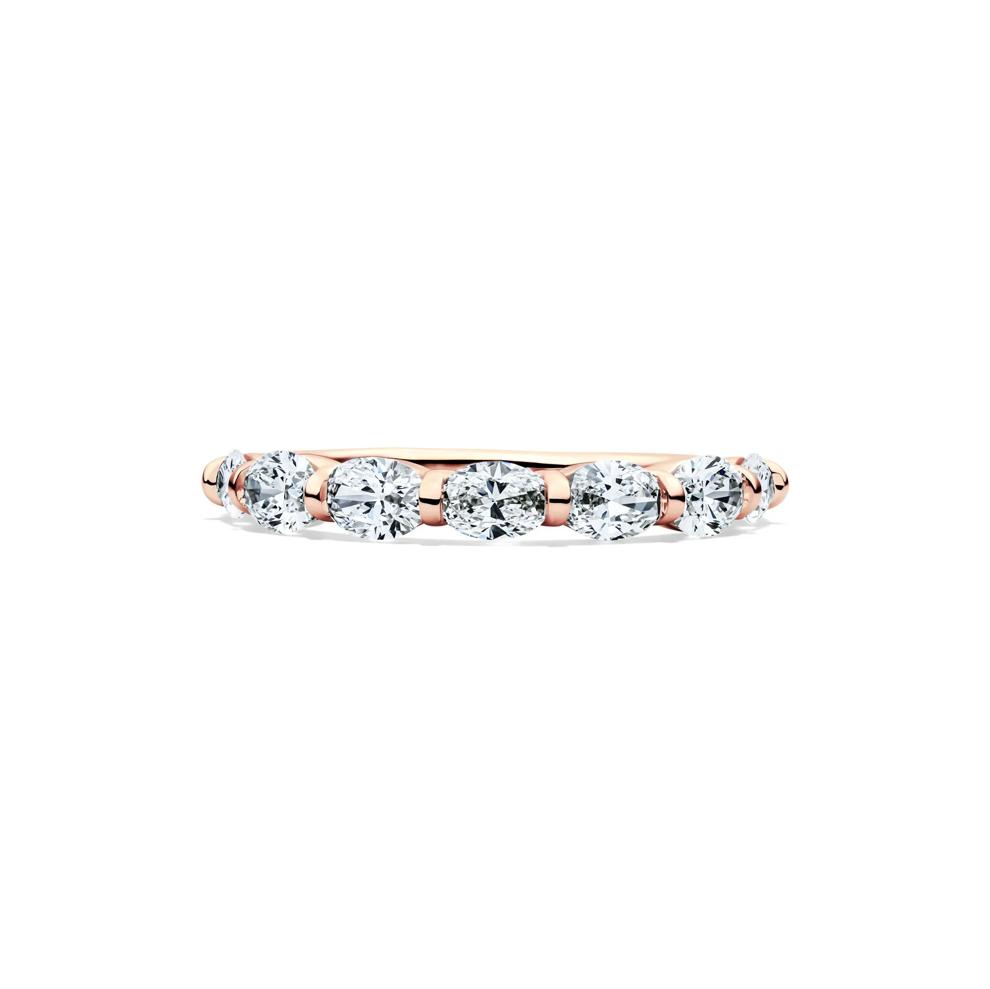 Lab Grown Diamond Oval Bar Set Anniversary Band in 14K Rose Gold (1 ct. tw.) – Image 1 of 4