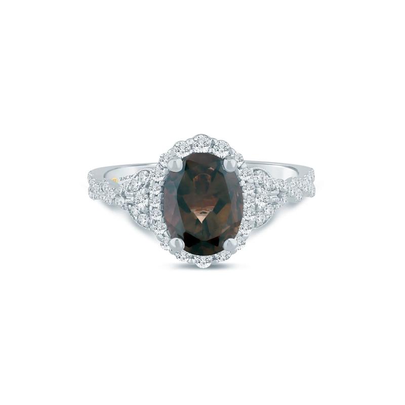 Afton Smoky Quartz and Diamond Engagement Ring in 14K White Gold &#40;1/2 ct. tw.&#41; – Image 1 of 3