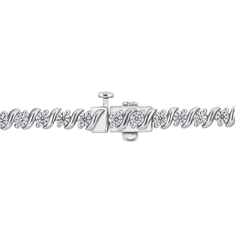 Moissanite Tennis Bracelet with &ldquo;S&rdquo; Links in Sterling Silver &#40;2 3/4 ct. dew&#41; – Image 3 of 4