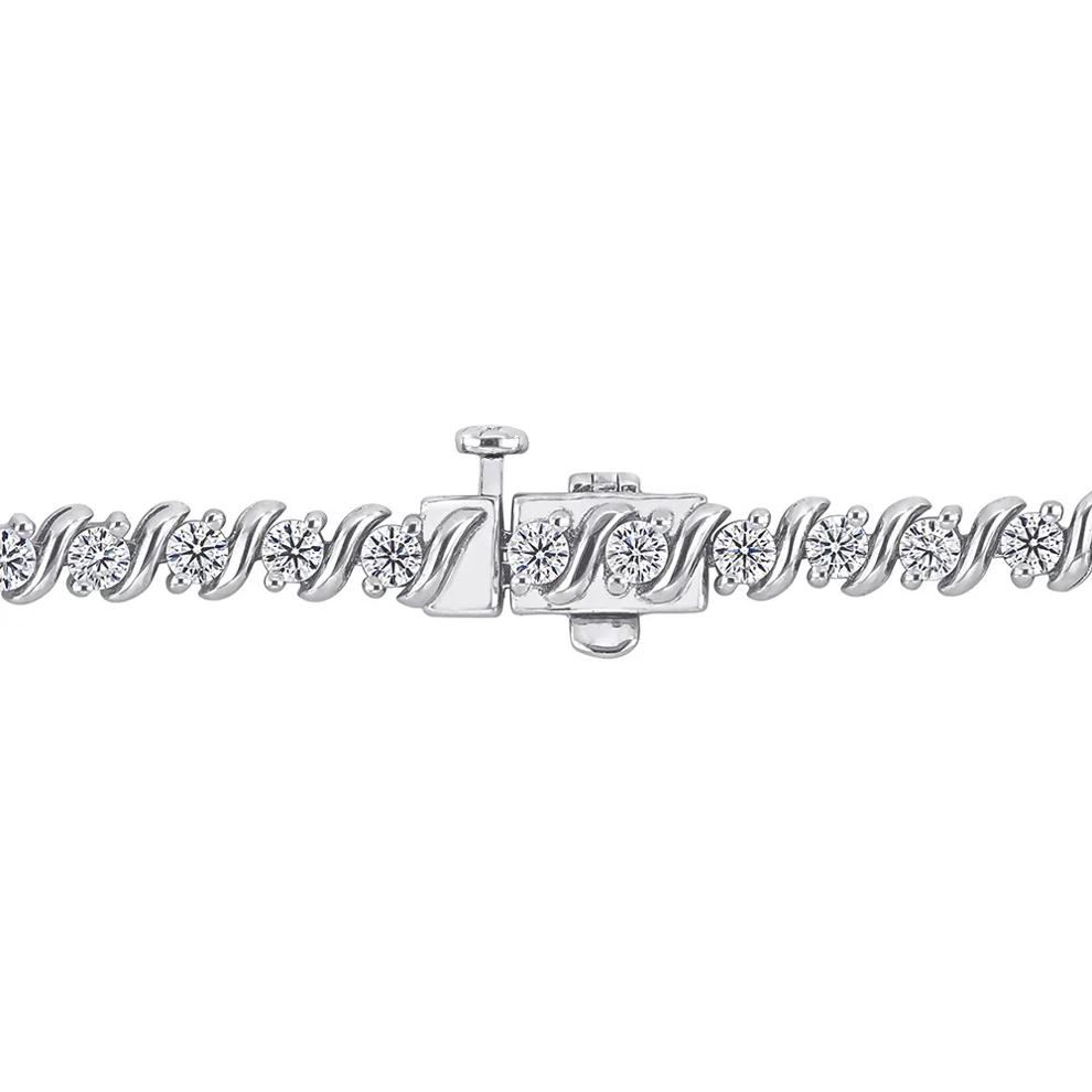 Moissanite Tennis Bracelet with &ldquo;S&rdquo; Links in Sterling Silver (2 3/4 ct. dew) – Image 3 of 4
