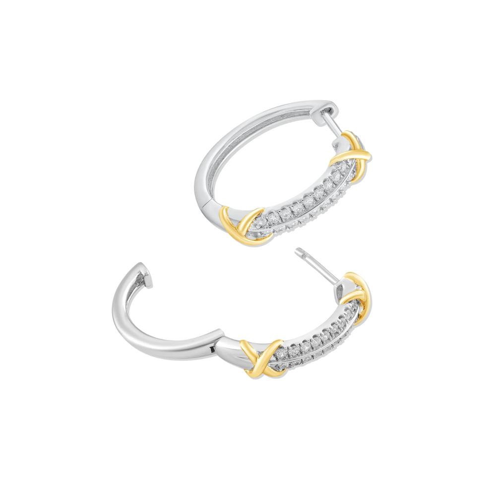 Diamond X Hoop Earrings in 10K Vermeil (1/4 ct. tw.) – Image 2 of 2