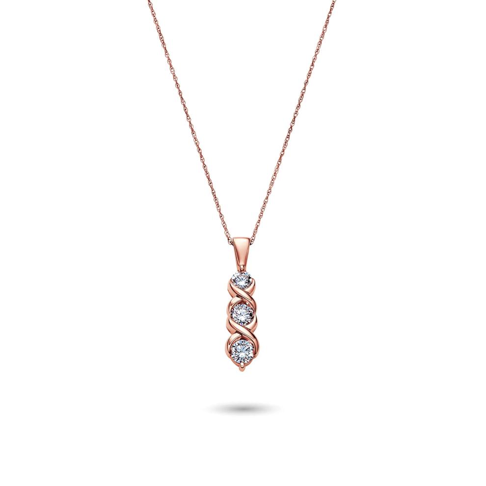 Lab Grown Diamond Three-Stone Pendant in 14K Rose Gold – Image 1 of 4