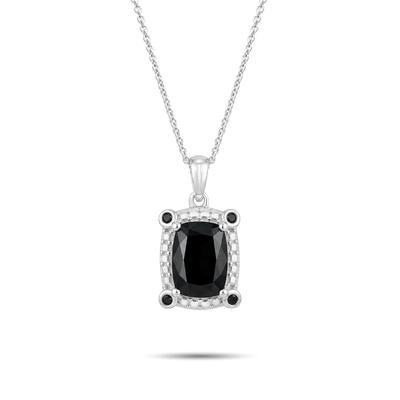 Onyx & Black Diamond Accent Pendant Necklace in Sterling Silver