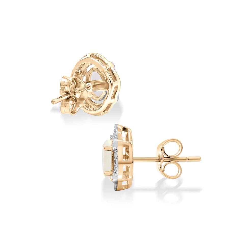 Opal &amp; Diamond Halo Stud Earrings in 10K Yellow Gold (1/5 ct. tw.) – Image 2 of 2