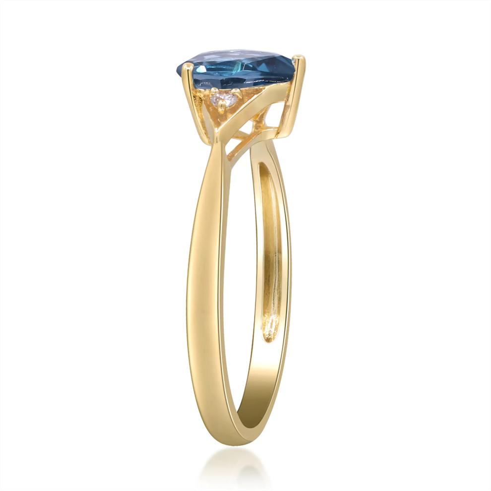 London Blue Topaz &amp; Diamond Accent Ring in 10K Yellow Gold – Image 2 of 5