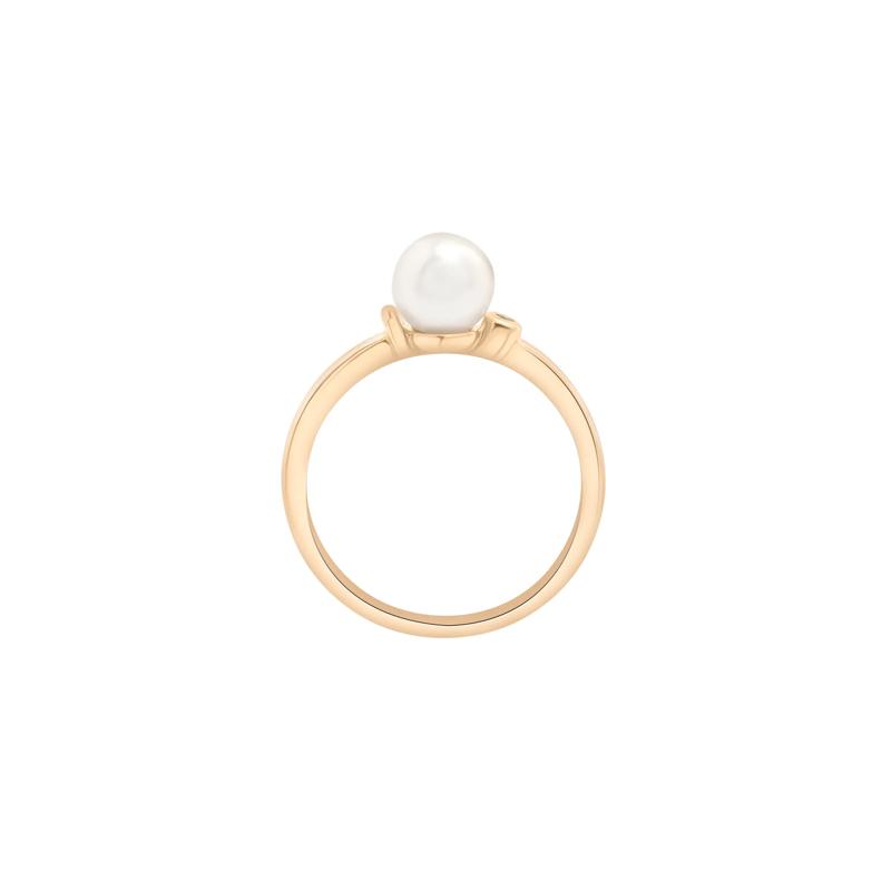Freshwater Pearl and Diamond Acccent Ring in 10K Yellow Gold – Image 2 of 5