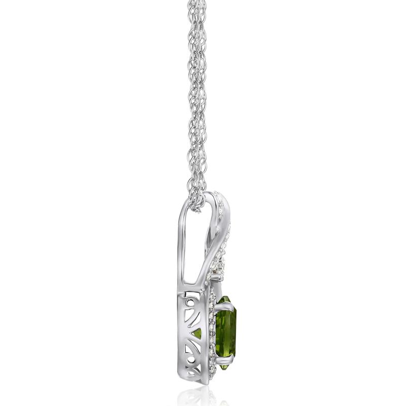 Peridot and Lab-Created White Sapphire Pendant in Sterling Silver – Image 2 of 3