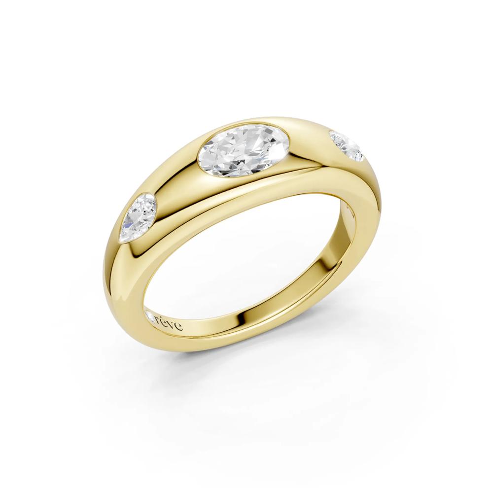 Lab Grown Diamond Oval &amp; Pear-Shaped Ring in 14K Yellow Gold (3/4 ct. tw.) – Image 2 of 4