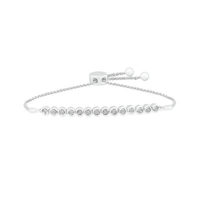 Diamond Bolo Bracelet with Bezel-Setting in Sterling Silver (1/4 ct. tw.)