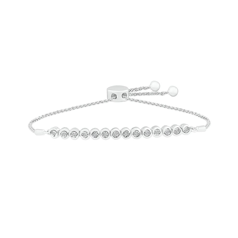 Diamond Bolo Bracelet with Bezel-Setting in Sterling Silver (1/4 ct. tw.) – Image 1 of 1