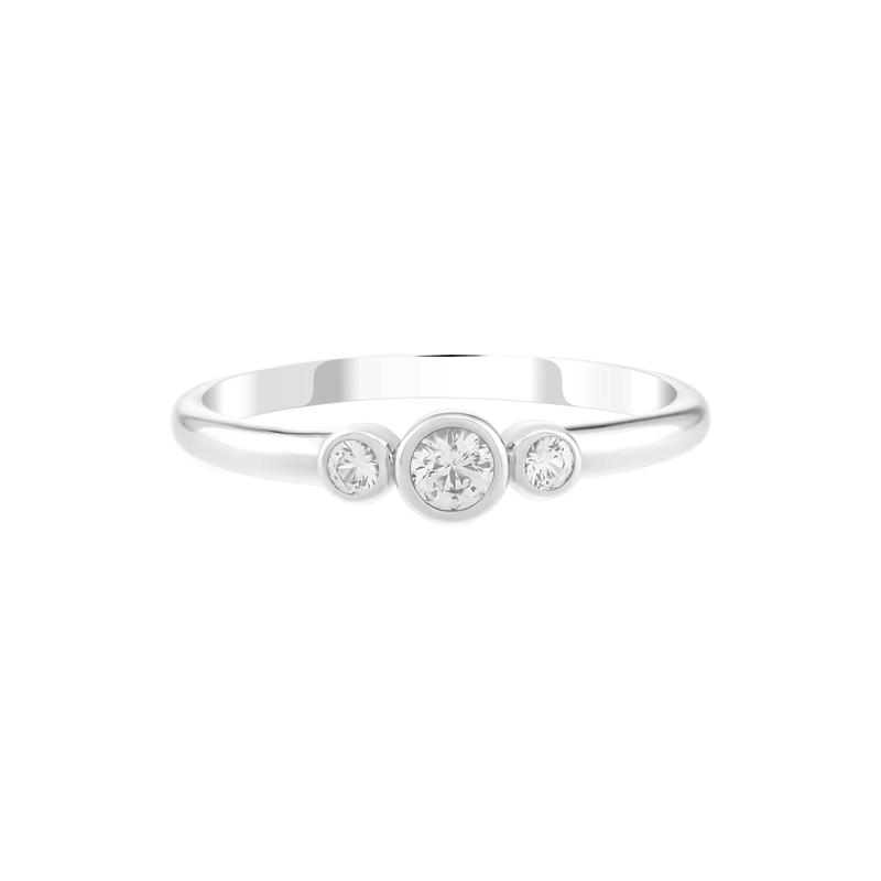 Lab-Created White Sapphire Three-Stone Ring in Sterling Silver – Image 1 of 3