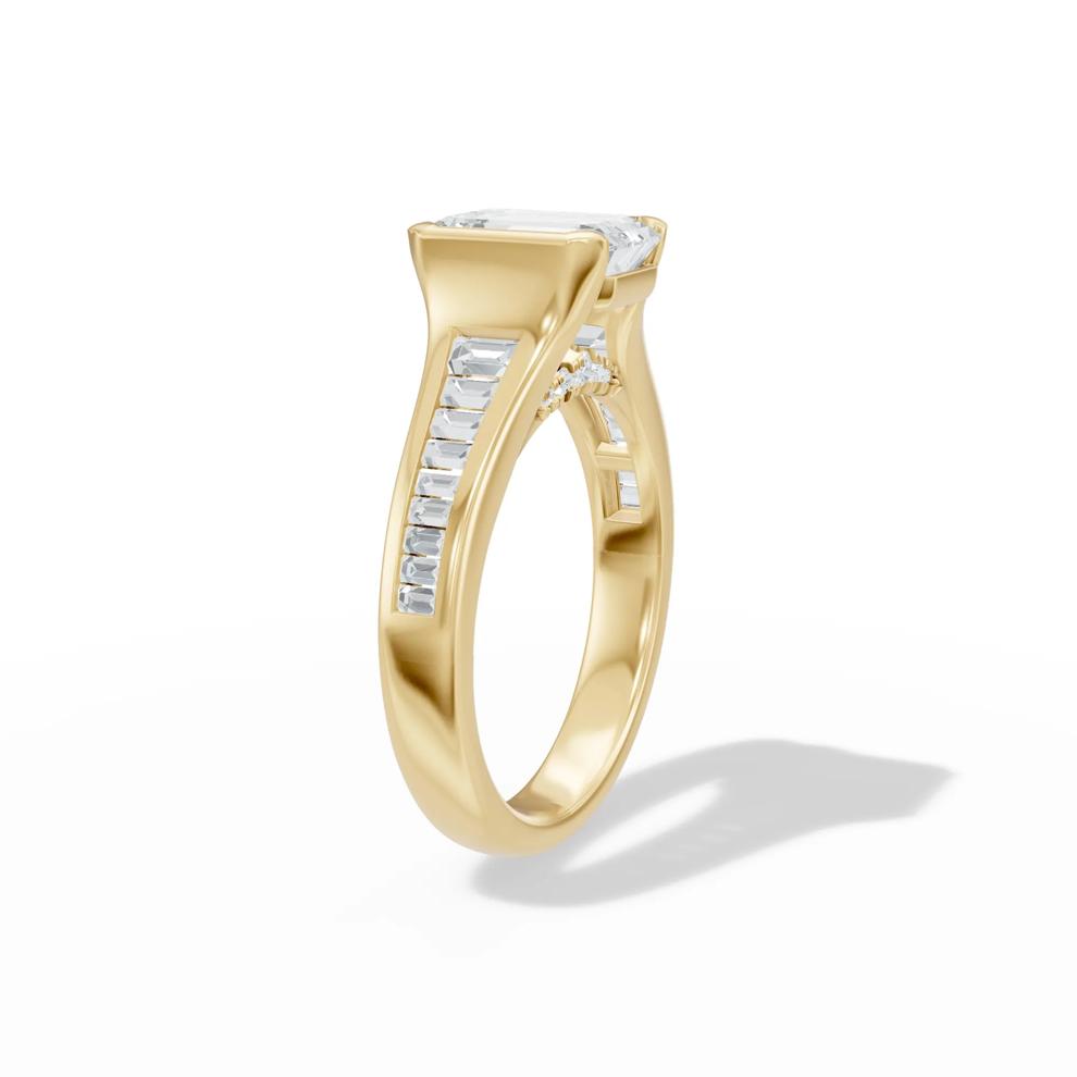 Lab Grown Diamond Emerald-Cut Center Engagement Ring in 14K Yellow Gold (2 1/2 ct. tw.) – Image 3 of 4
