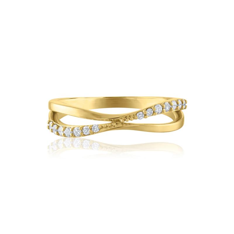 Diamond Crossover Band in 14K Yellow Gold &#40;1/7 ct. tw.&#41; – Image 1 of 3