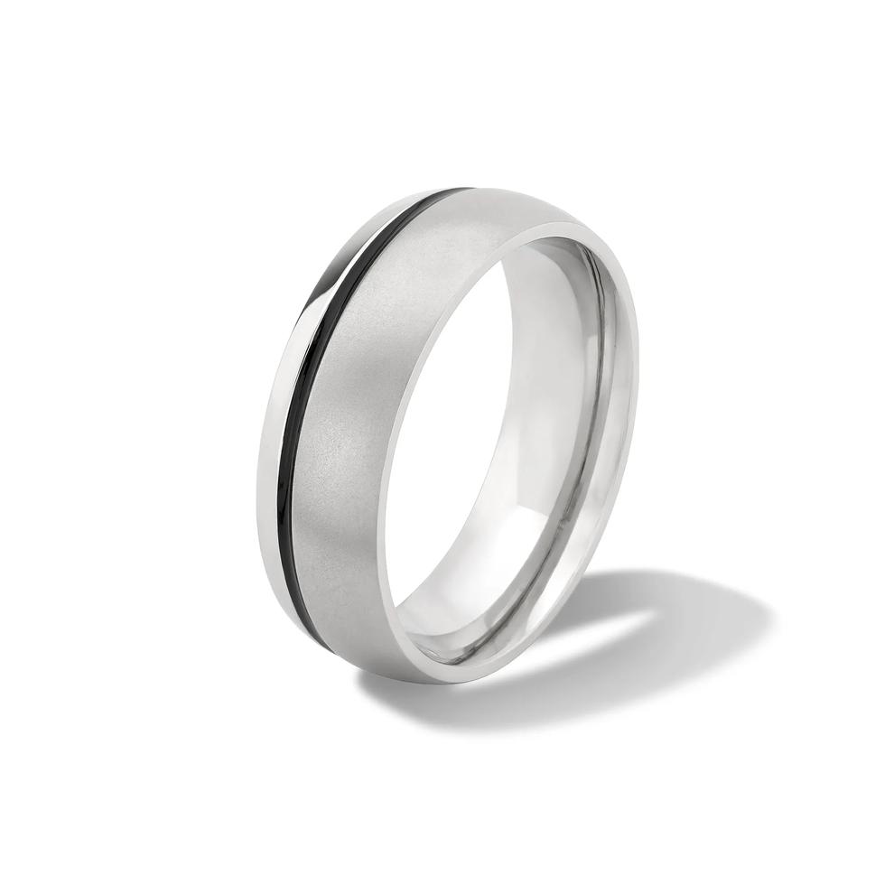 Men&rsquo;s Black Cerakote Inlay Wedding Band in Cobalt, 7mm – Image 4 of 4