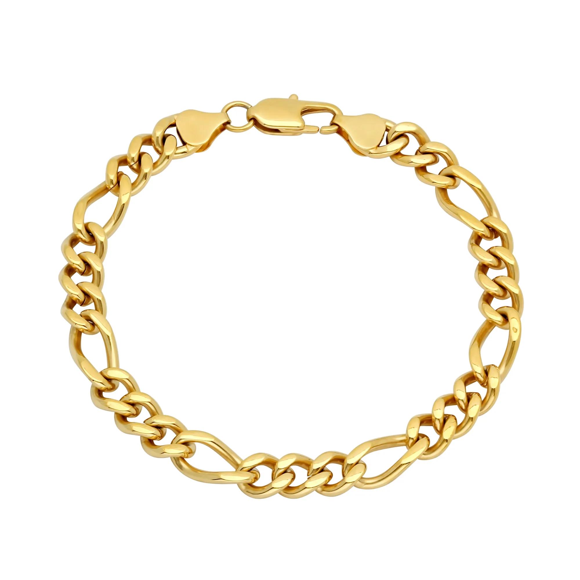 Men's Figaro Chain Bracelet in Ion-Plated Stainless Steel, 8.5MM, 8.5