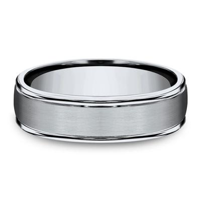 Men's Satin Finish Band in Titanium, 6MM