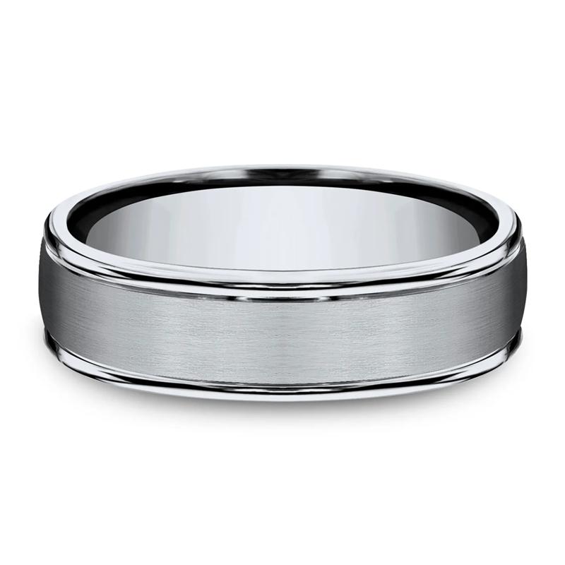 Men&#39;s Satin Finish Band in Titanium, 6MM – Image 1 of 3