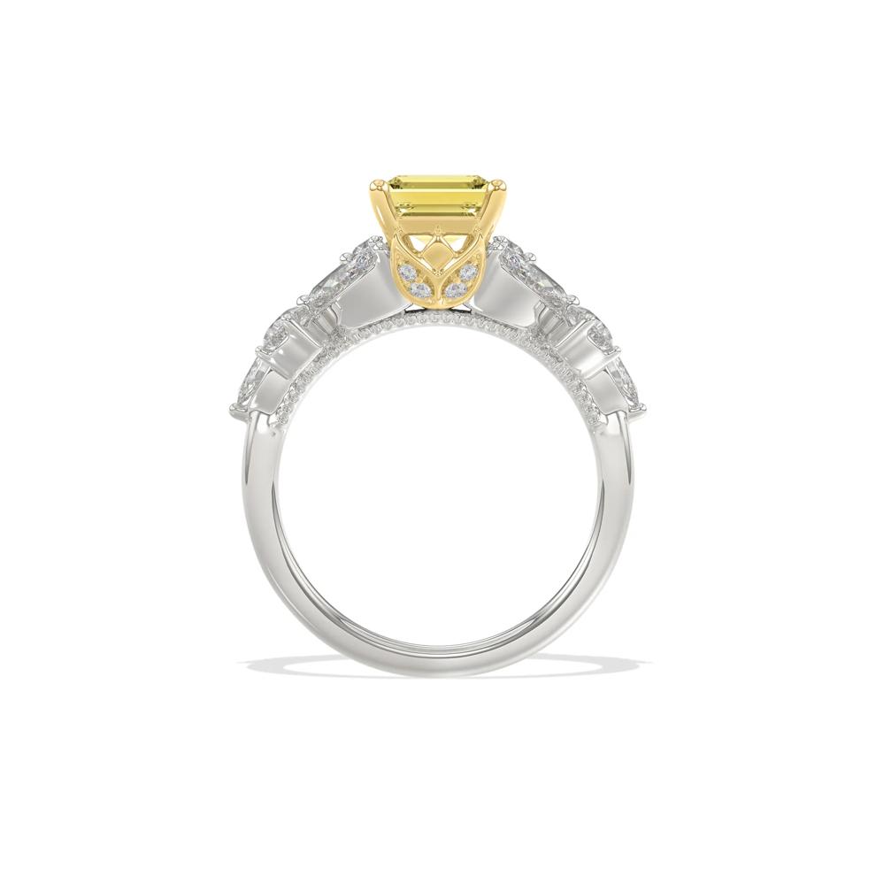 Lab Grown Diamond Yellow Radiant Center Engagement Ring in 14K White &amp; Yellow Gold (5 1/3 ct. tw.) – Image 2 of 4