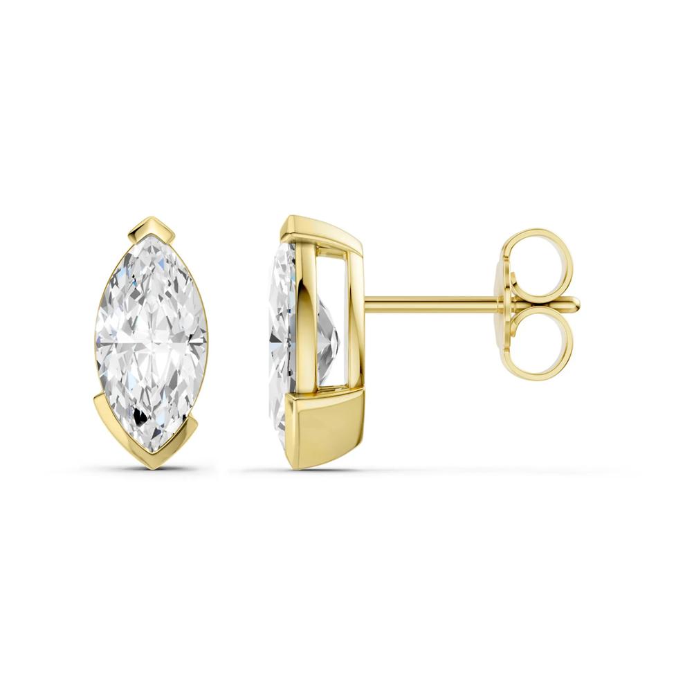 Lab Grown Diamond Marquise Stud Earrings in 14K Yellow Gold (2 ct. tw.) – Image 2 of 3