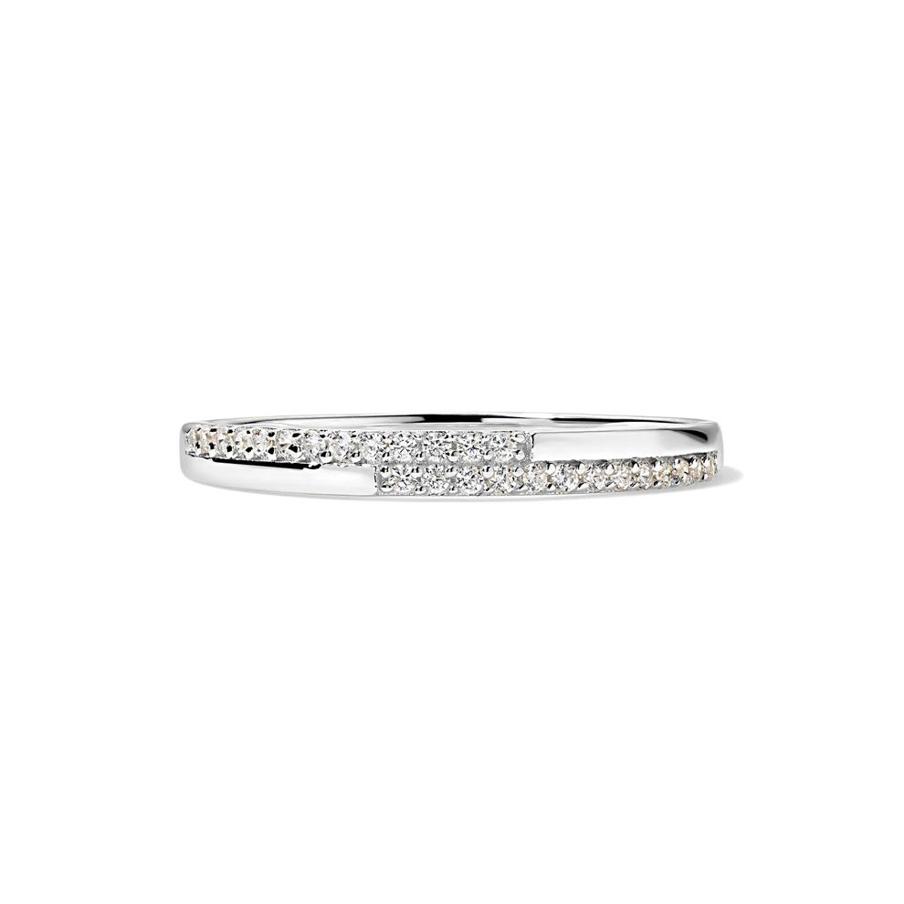 Diamond Split Double Row Stack Band in 10K White Gold (1/10 ct. tw.) – Image 1 of 4