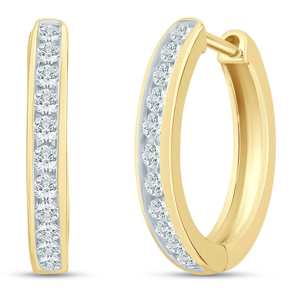 Diamond Channel Hoop Earrings in 10K Yellow Gold (1/2 ct. tw.) – Image 1 of 1