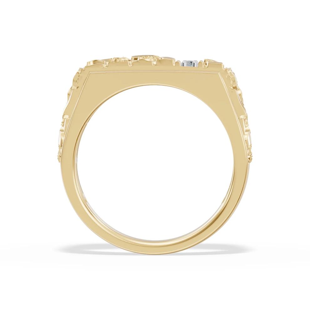 Men's Diamond Nugget Ring in 10K Yellow Gold (1/7 ct. tw.) – Image 4 of 4