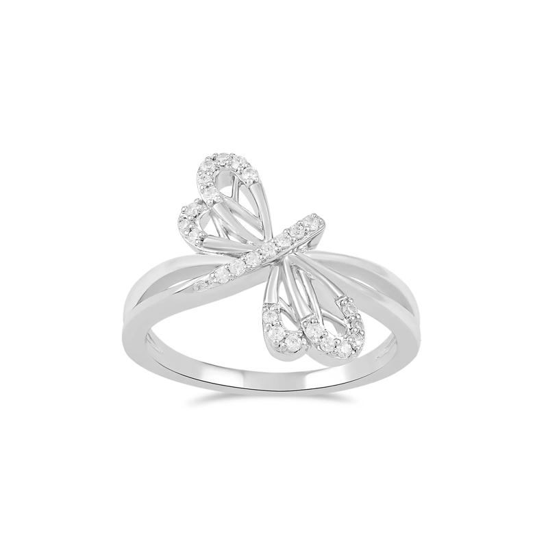 Diamond Dragonfly Ring in Sterling Silver (1/8 ct. tw.) – Image 1 of 4