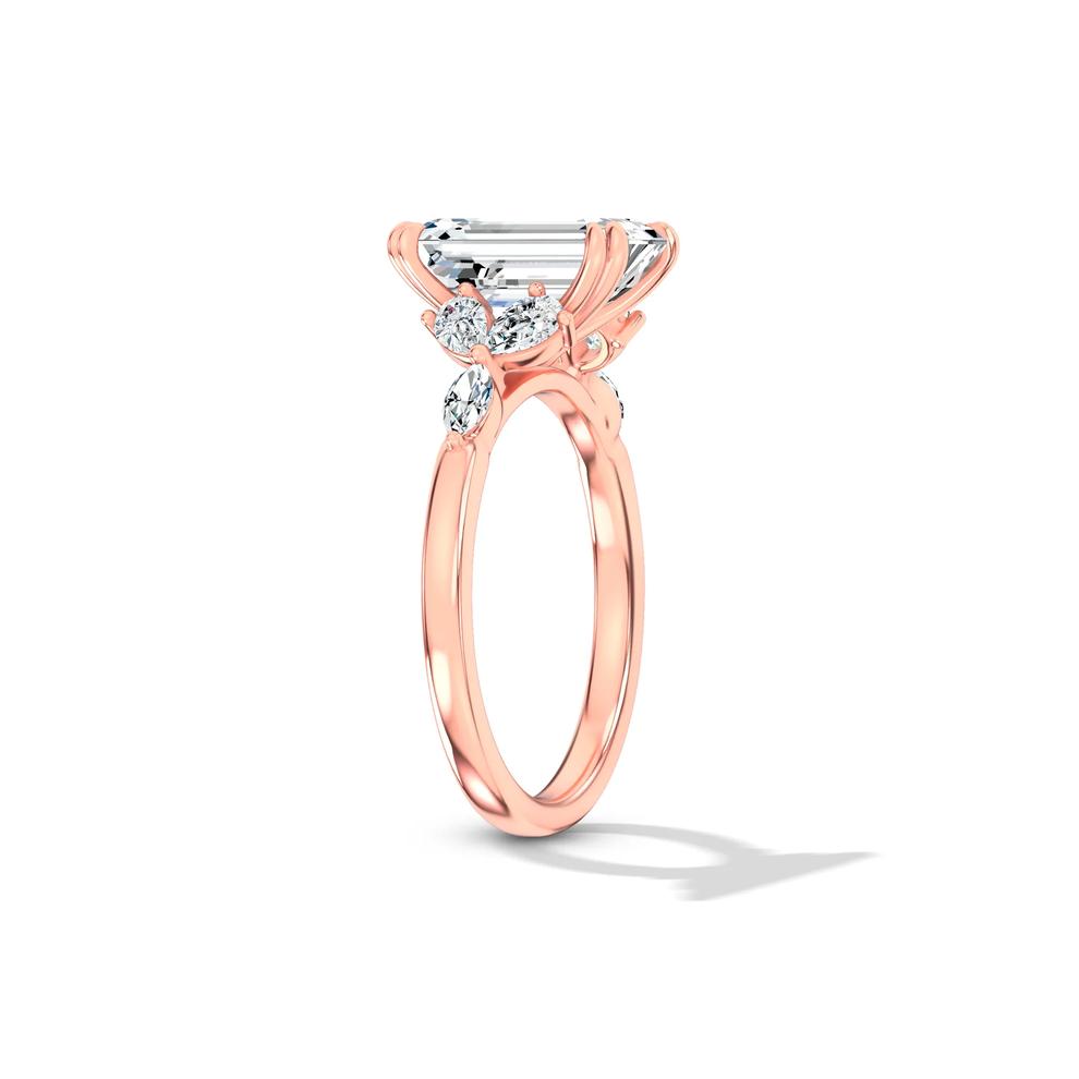 Lab Grown Diamond Emerald-Cut Center Engagement Ring in 14K Rose Gold (3 3/8 ct. tw.) – Image 3 of 4