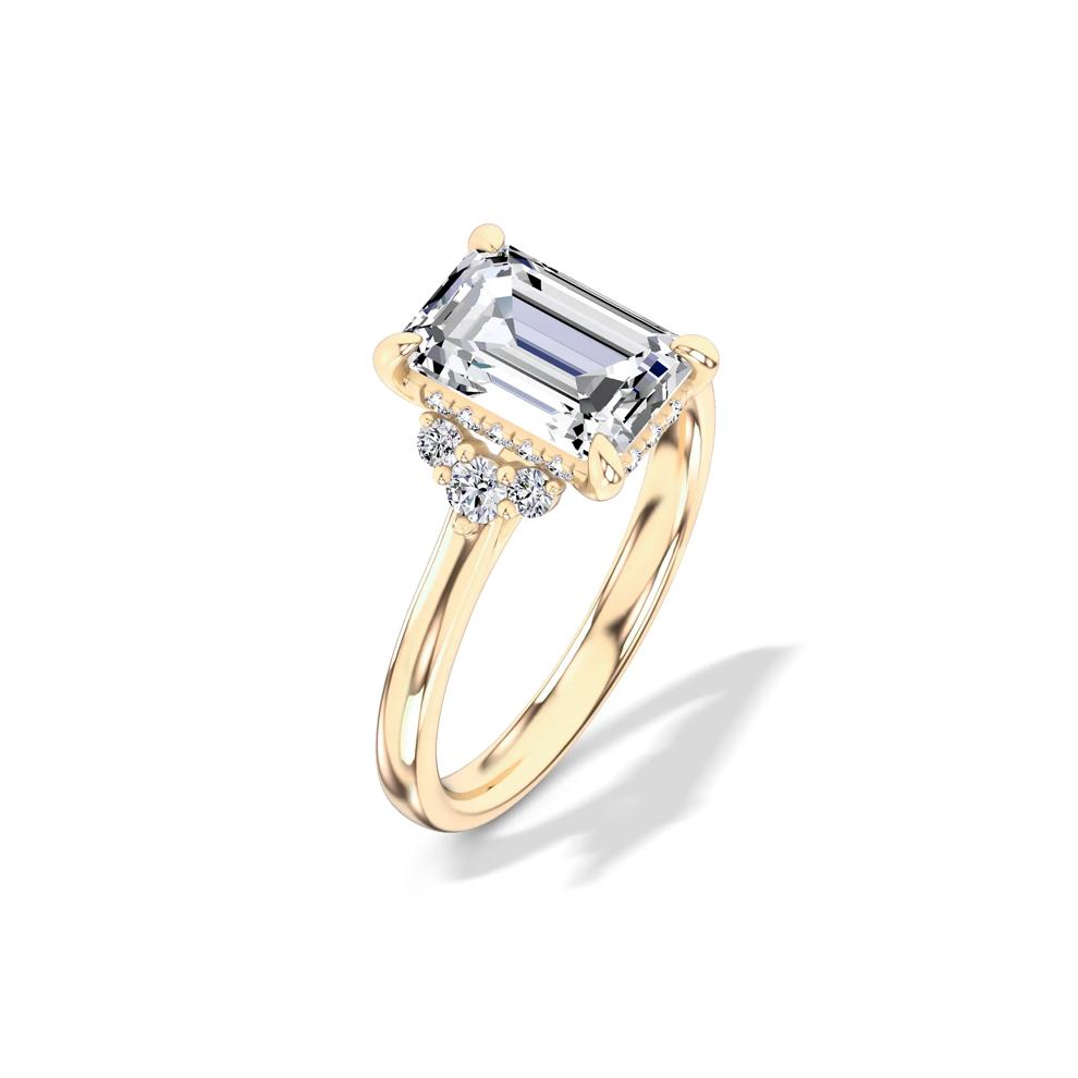 Lab Grown Diamond Emerald-Cut Center Engagement Ring in 14K Yellow Gold (3 1/4 ct. tw.) – Image 4 of 4