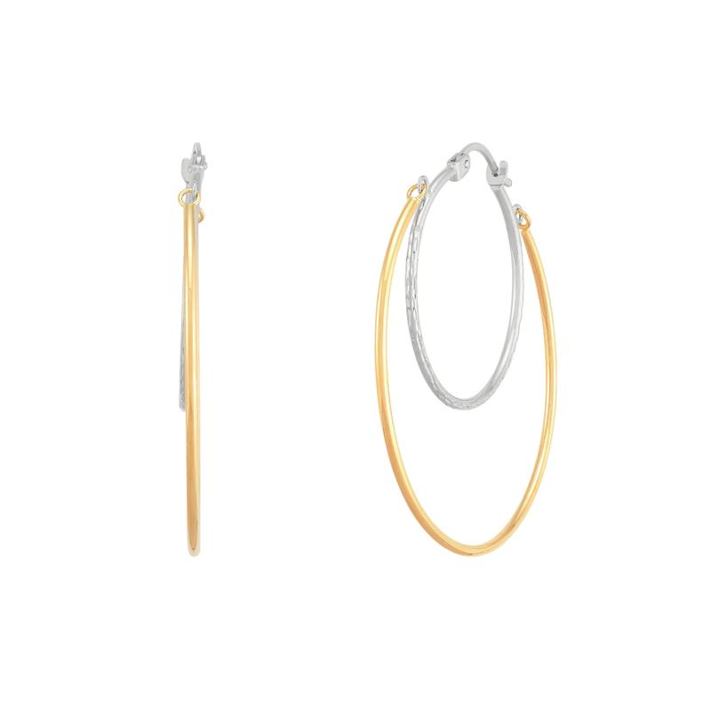 Double Hoop Earrings in 14K Yellow and White Gold – Image 1 of 1