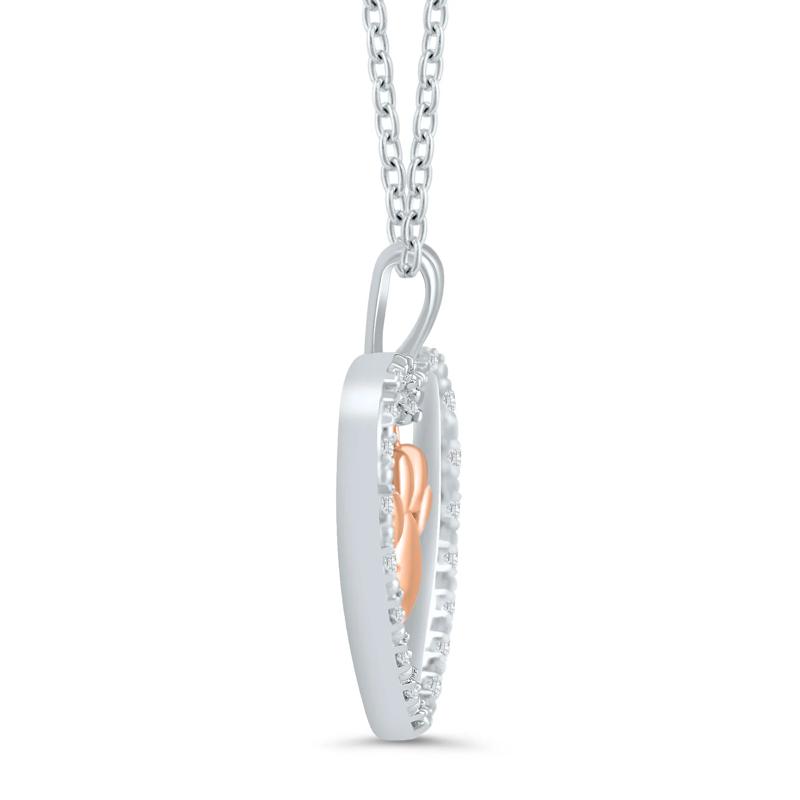Diamond Accent Paw Print Heart Pendant in Sterling Silver and 10K Rose Gold – Image 2 of 3