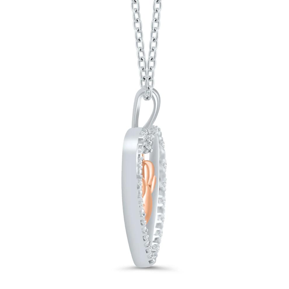 Diamond Accent Paw Print Heart Pendant in Sterling Silver and 10K Rose Gold – Image 2 of 3