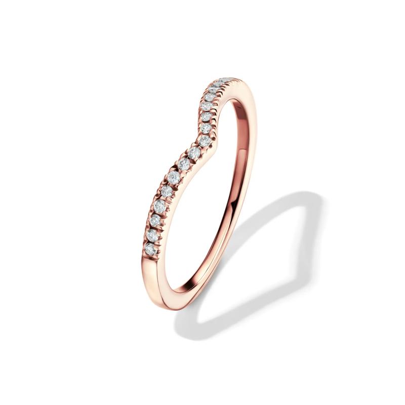 Chevron Wedding Band with Pav&eacute; Diamonds in 10K Rose Gold &#40;1/10 ct. tw.&#41; – Image 3 of 4