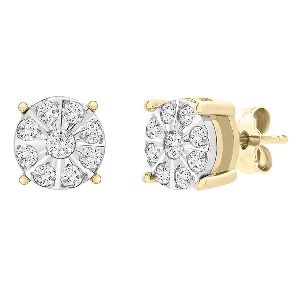 Diamond Cluster Stud Earrings in 10K Yellow Gold (1/5 ct. tw.) – Image 1 of 1