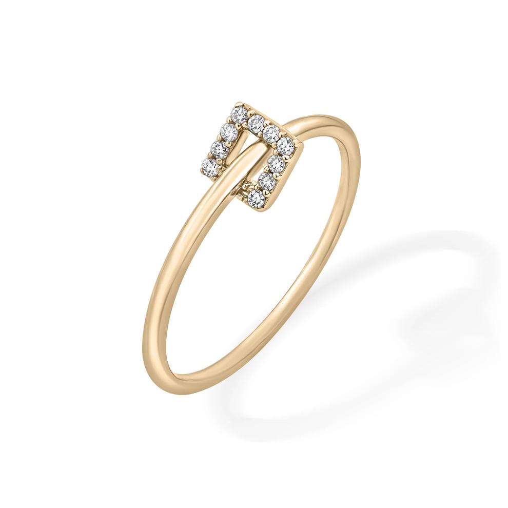 Diamond Accent Square-Shaped Charm Ring in 10K Yellow Gold – Image 4 of 4